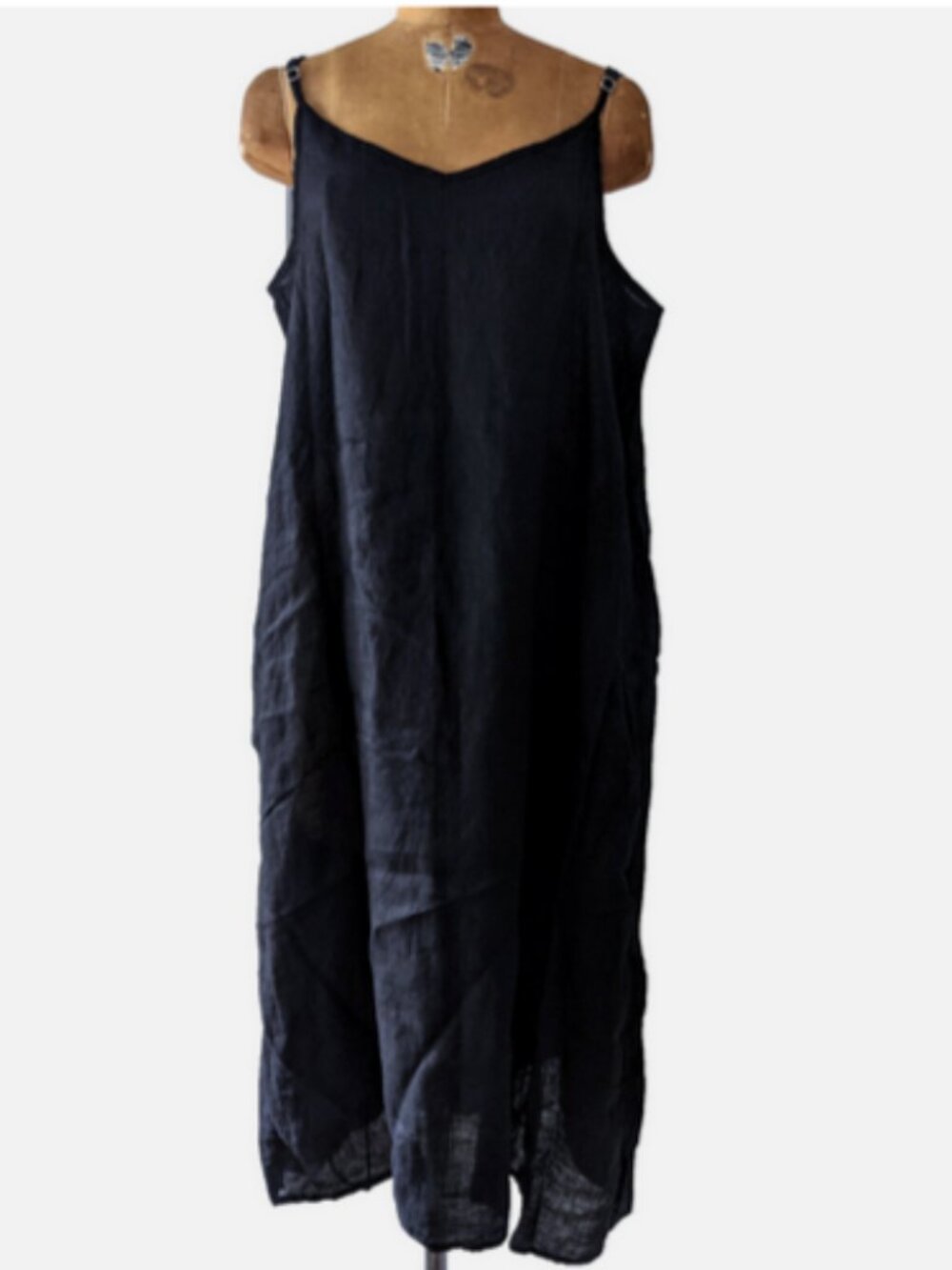 CP SHADES NWT BLACK 100 % LINEN FAIRIE MIDI DRESS~POCKETS~ XL